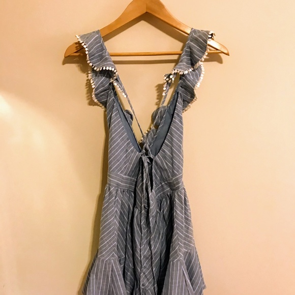 Blue Romper with Ruffle - Picture 2 of 2